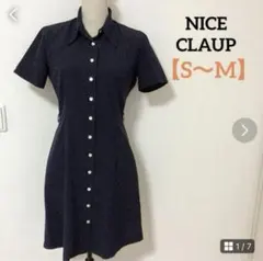【NICE CLAUP】レディース 膝丈 ワンピース 総ドット柄