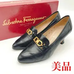 美品 Salvatore Ferragamo ガンチーニ 黒 パンプス