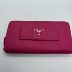 PRADA プラダ 長財布 リボン ラウンドファスナー ピンク 【289】