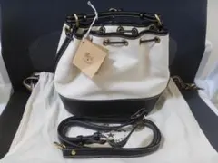 【未使用】IL BISONTE イルビゾンテ 巾着バッグ 2wayバッグ 黒のサムネイル