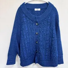 1点もの✨️カーディガン フリーサイズ ブルー系 長袖ニットカーディガン おしゃれ
