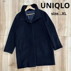 UNIQLO ウール カシミア スタンドカラー コート 黒 レディース XL