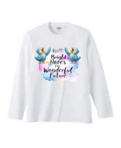 ロングスリーブ Tシャツ 男女兼用 希望 幸せを運ぶ 前 ホワイト Lサイズ