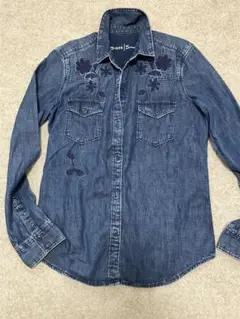 美品♪GAP 1969 デニムシャツ 花柄刺繍 ダンガリーシャツ ブルー M