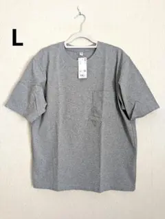 新品 オーバーサイズポケツキTシャツ/5分袖　Lサイズ　グレー