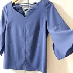 AG by aquagirl バックリボン五分袖 くすみブルー トップス(M)