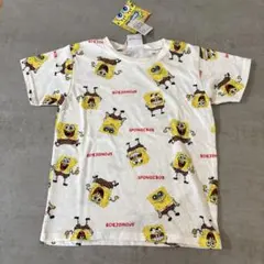 スポンジボブ　総柄　Tシャツ アイボリー　120 新品未使用のサムネイル