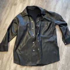 ZARA ブラックレザーシャツジャケット