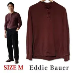 【US古着】Eddie Bauer　ヘンリーネック長袖ロンＴ　M　バーガンディー