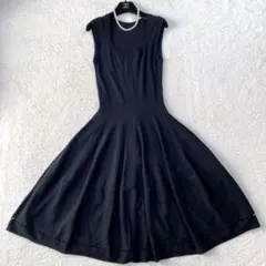 【美品】FOXEY フォクシー ノースリーブ ニットワンピース 38　黒