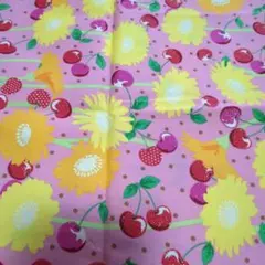 廃盤 お花とチェリー柄 コスモテキスタイル