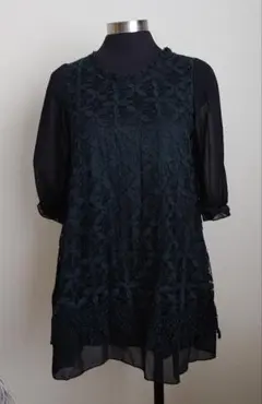 【着用4-5回】黒 レース ワンピース M〜L 5分袖