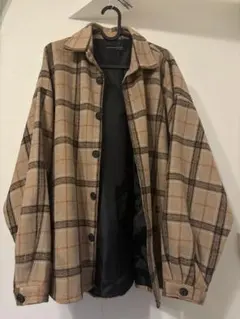 CONFIRM チェック柄 シャツジャケット ベージュ L