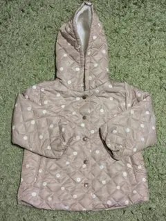 ドット柄フード付き中綿コート