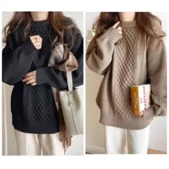 2色セット！クラシカルエルフ新作！軽量2WAYケーブル編み圧縮ニットカーディガン