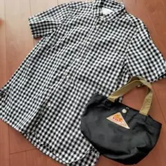 SO エスオー　丸襟　コットン100% ギンガムチェック 半袖シャツ　チビ襟