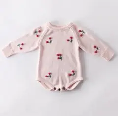 さくらんぼニットロンパース