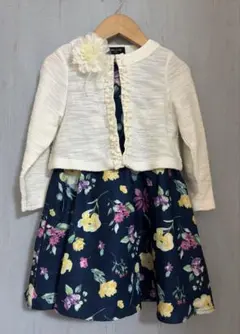 フラワープリント ワンピース 110cm カーディガン付き フォーマル