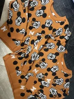 hutahuta レトロ ミッキーマウス ミニーマウス オレンジ ニット 140