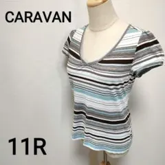 【キャラバン】UネックボーダーTシャツ　11R 1733のサムネイル
