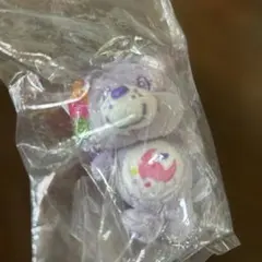 タイトー限定 ケアベア チャーム付きマスコット パープル ぬいぐるみキーホルダー