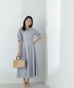 美品　NATURAL BEAUTY BASIC カシュクールシャツワンピース