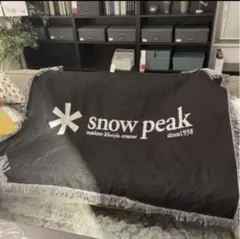 snow peak アウトドア寝具 黒 フリンジ付き　大判ブランケットのサムネイル