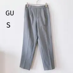 GU　起毛タックテーパードパンツ　あったか　ウエストゴム　S　グレー　4795