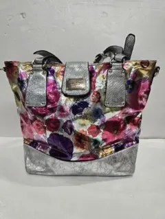 MT857　ニコルリー　Nicole Lee　2Way　トート　花柄　シルバーのサムネイル