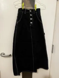 GRL ブラック デニム ロングスカート ステッチ入りのサムネイル