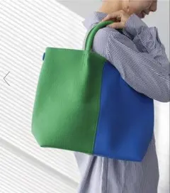 バイカラー フェイクレザートートバッグのサムネイル