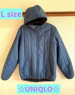 青いフード付きジャンパー Lサイズ