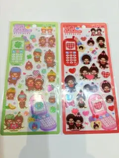 新品未開封　正規品　平成はっぴーフォン モンチッチ　シール　2枚セット