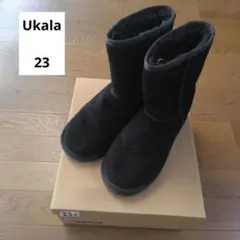 【Ukala】ウカラ　ブラック　黒　ムートンブーツ 23.0
