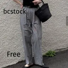 新品未使用B.C STOCK LADYS リネン入チェック柄 ワイドパンツ