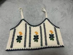 アイボリー 花柄刺繍 ビスチェ