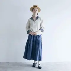 magali マガリ インディゴコットン ティアードスカート