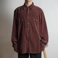 GUESS コーデュロイシャツ スナップボタン ブラウン/YW30