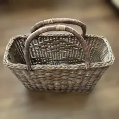 天然素材 ハンドル付き バスケット