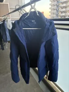 UNIQLO ネイビー フード付きダウンジャケット XS