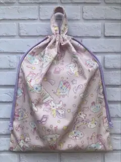 【ハンドメイド】①体操着袋　お着替え袋　巾着　ユニコーン　ピアノ　星