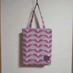 【期間限定sale!】ハンドメイド　A4トートバック　エチノ　ピンク×シルバー