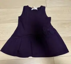 【新品未使用】紫色 ノースリーブワンピース リボン付き 女児 90cm