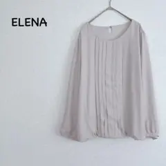 エレナ 大きめサイズ シフォン長袖トップス プリーツ きれいめ 17号