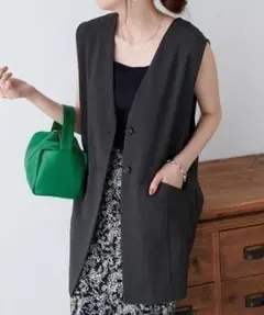 Discoat テックリネンノーカラージレ　チャコールグレー