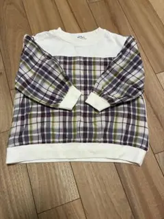 チェック柄長袖カットソー