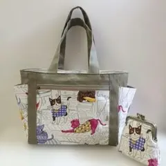リビングまったりねこさん　　　　　　　　トートバッグ♡がま口ポーチ