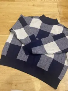 ビームスハート　BEAMS HEART ブロックチェック　ハイネックニット
