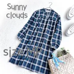 【Sunny clouds】チェックワンピース(MP)紺/ネイビー【小柄さんに】
