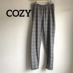 COZY チェック柄スラックス ブラック・ホワイト